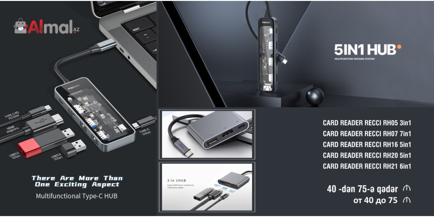 KART OXUYUCU RECCI RH05 3-ü 1-də Kart Oxucuları