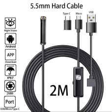 endoskop,  5,5 mm lensli mini  6 LED, IP68, 1 m/2 m