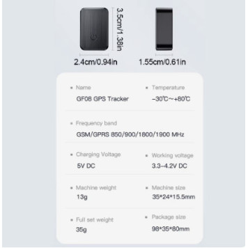 GF08 miniatür maqnit GPS izləyiciləri GF07, real vaxt lokatoru, avtomobil üçün oğurluğa qarşı, GSM GPRS izləyicisi, lokator, 2G şəbəkəsi, GPS lokatoru-2