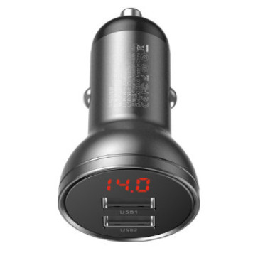 Avtomobil yükləmə cihazı Baseus QC 3.0 2xUSB Digital Display Dual SCP Quick Charger(CCBX-B0G)-1