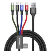 Кабель Baseus Fast 4-in-1 Cable USB - Lightning (2) + Type-C + Micro USB 3.5A 1.2m Black (CA1T4-A01)