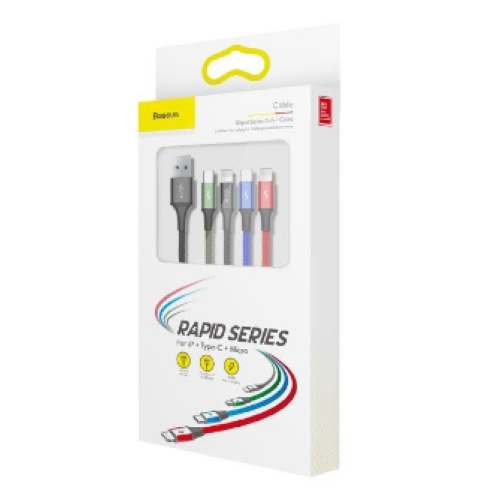 Kabel Baseus Fast 4-in-1 Cable USB - Lightning (2) + Type-C + Micro USB 3.5A 1.2m Black (CA1T4-A01)