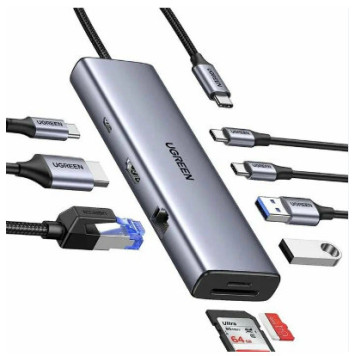 USB хаб Ugreen 15601 USB-C 10-in-1 Grey-1