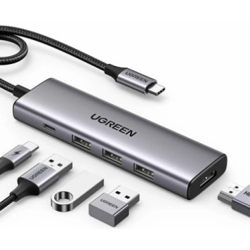 USB хаб Ugreen 15601 USB-C 10-in-1 Grey-2