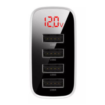 Şəbəkə şarj cihazı Baseus Mirror Lake Digital Display 4USB Travel Charger 30W (EU)-1