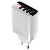 Şəbəkə şarj cihazı Baseus Mirror Lake Digital Display 4USB Travel Charger 30W (EU)