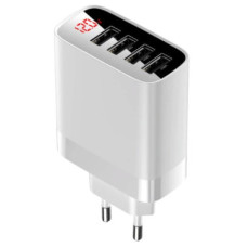 Şəbəkə şarj cihazı Baseus Mirror Lake Digital Display 4USB Travel Charger 30W (EU)