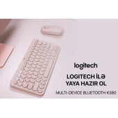Klaviaturalar LOGITECH K380 Multi-Device Bluetooth Keyboard - ROSE - ENG+mouse 