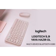 Клавиатуры  LOGITECH K380 Multi-Device Bluetooth Keyboard - ROSE - RUS+мышка 
