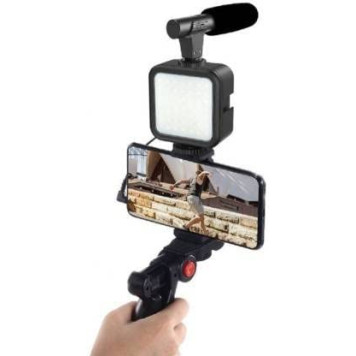 Videoyazı dəsti Ay-49 Mikrofonlu ştativ dəsti ilə Vlogging kamera Tripod_V63