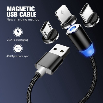 Магнитный кабель 3 В 1 TYPE-C MAGNETIC CABLE 360-1
