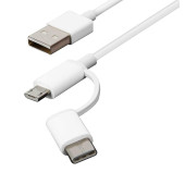 Кабель USB Xiaomi Mi 2-in-1 USB Cable (Micro USB to Type C) 30 cm (SJX01ZM), Белый