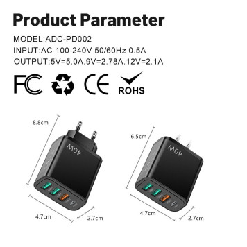 Adapter   USB Type C Charger Type-C PD40W+3USB   3 A -1