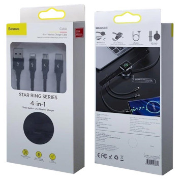 Kabel USB Baseus Star Ring Series Four-in-one Wireless Charging Cable USB For M+L+T+AppleWatch-1